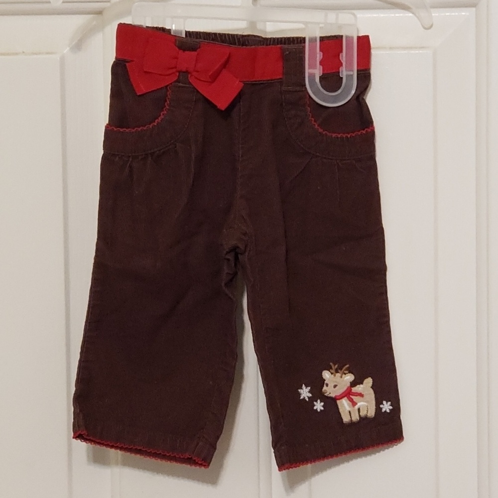 Corduroy Christmas Reindeer Pants 3-6m